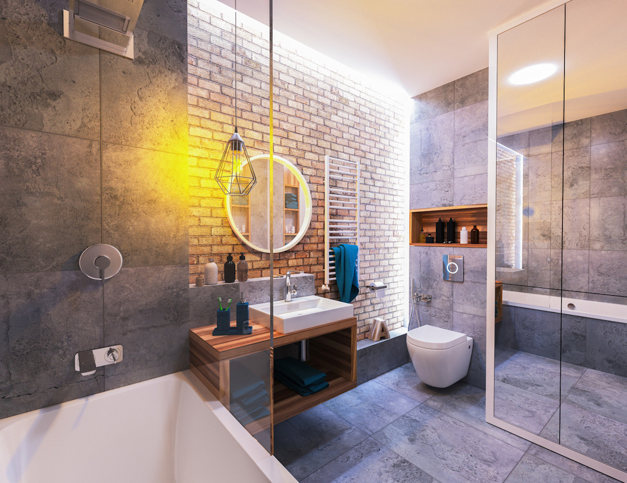 Clean bathroom with mood lighting